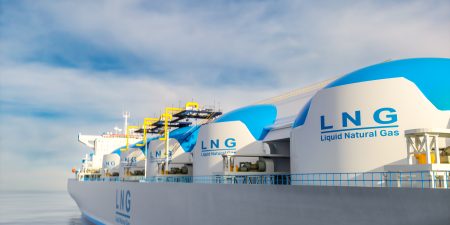 LNG - Liquified natural gas tanker with gas tanks powered with h